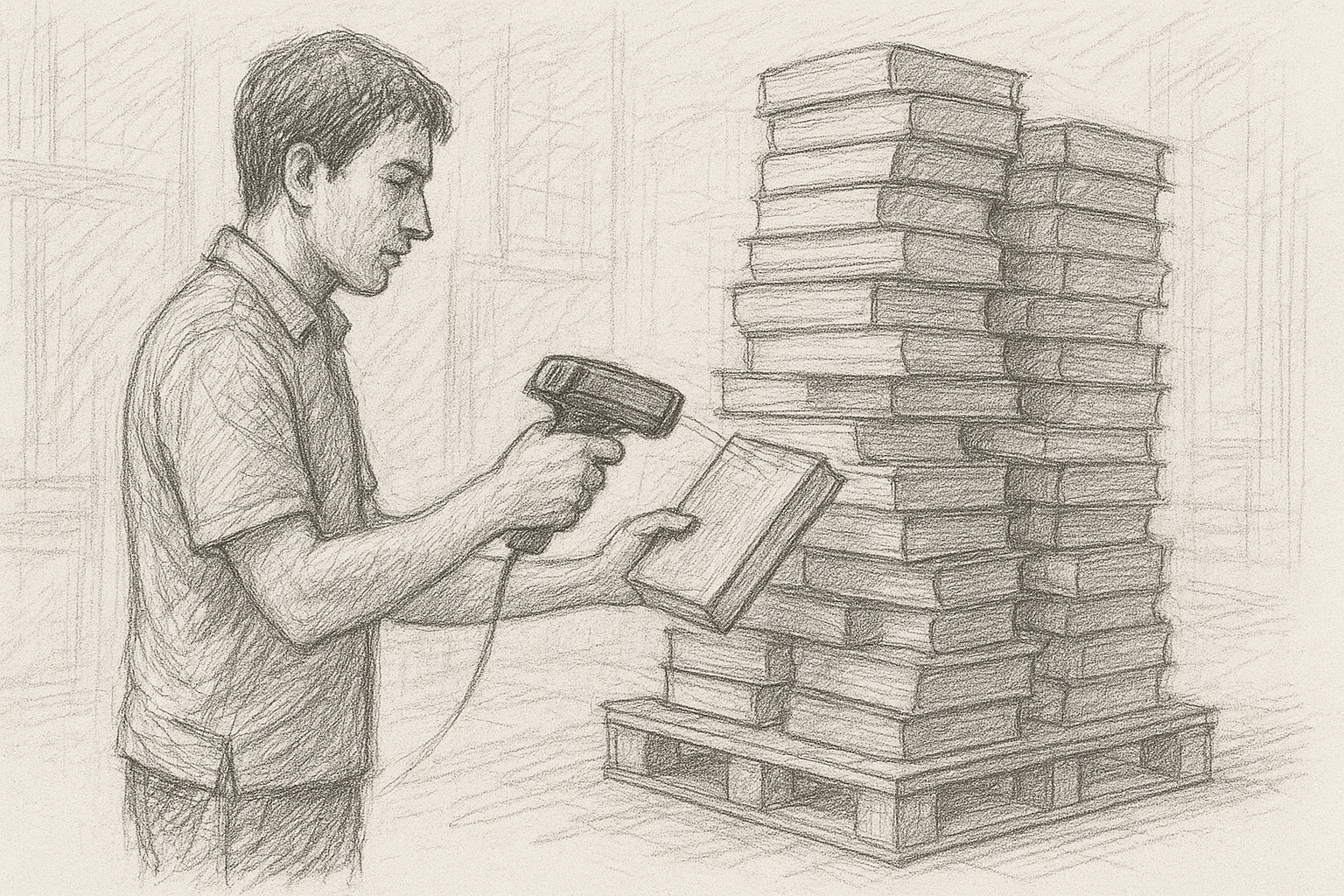 Scanning pallets of books!