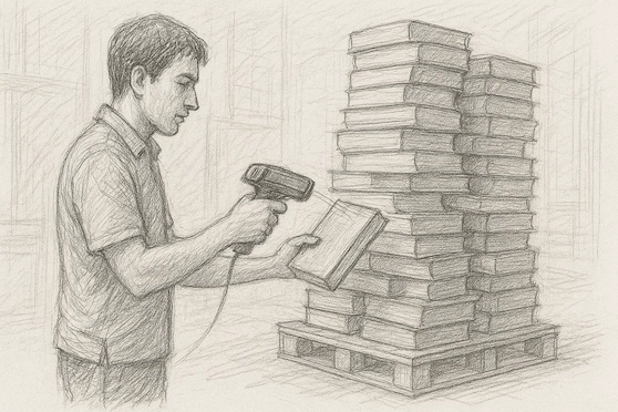 Scanning pallets of books!